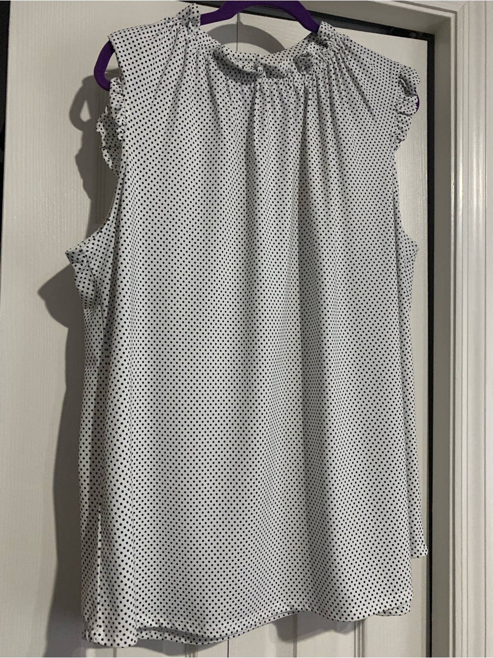 Adrianna Papell White Sleeveless Polka Dot Blouse